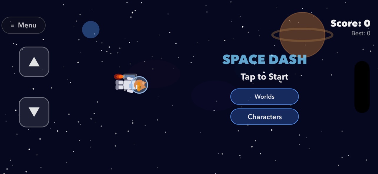 Space Dash gameplay with the fox in a spacesuit